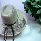 Jade- Burned Wide Brim Hat