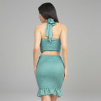 Halter Neck Crop Top & Skirts Set