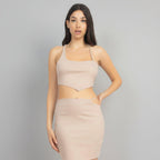Asymmetrical Cross Back Top & Skirts Set