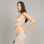Asymmetrical Cross Back Top & Skirts Set