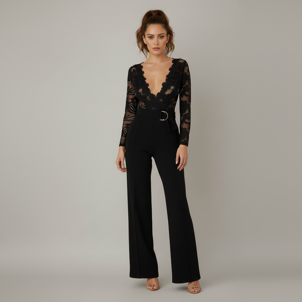 Crochet Long Sleeve Jumpsuit