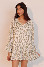 Simple Leopard Ruffle Dress