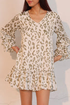 Simple Leopard Ruffle Dress