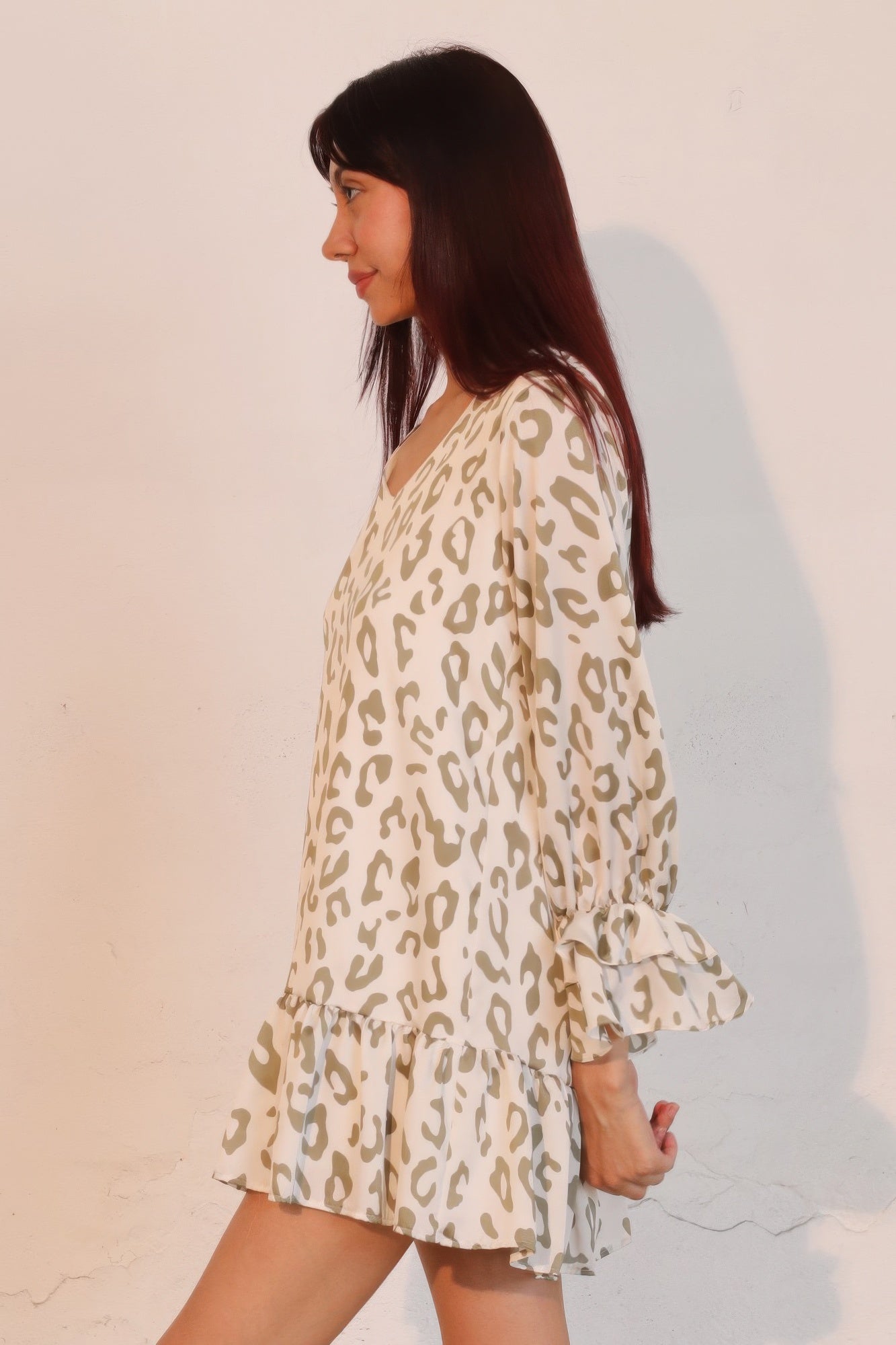 Simple Leopard Ruffle Dress