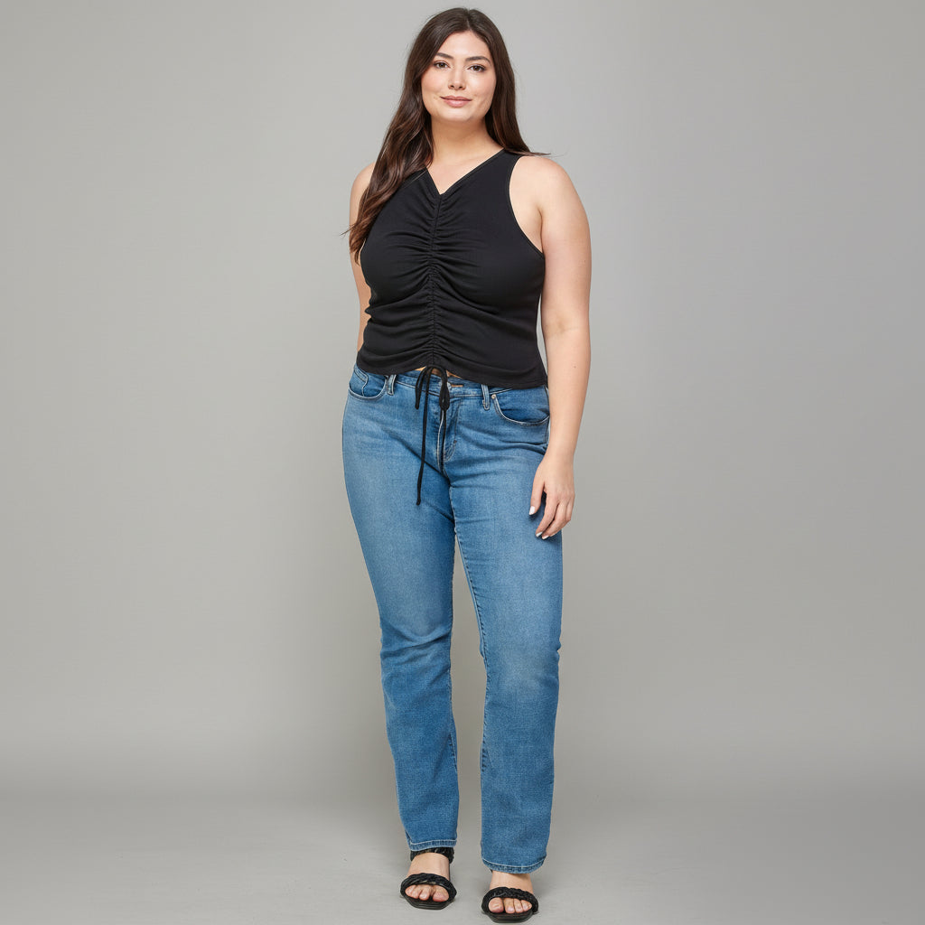 Ribbed Ruched Tank Plus Size
