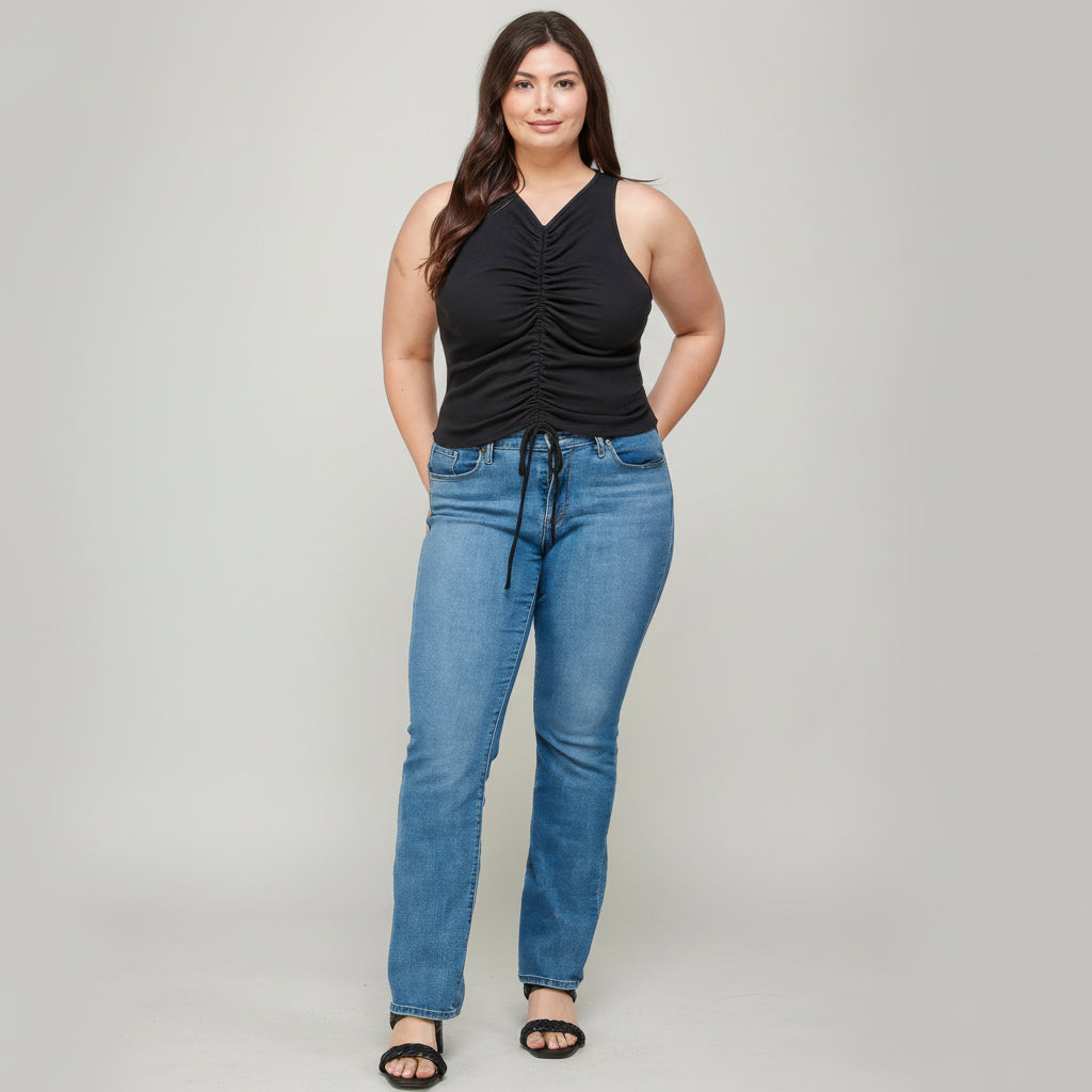 Ribbed Ruched Tank Plus Size