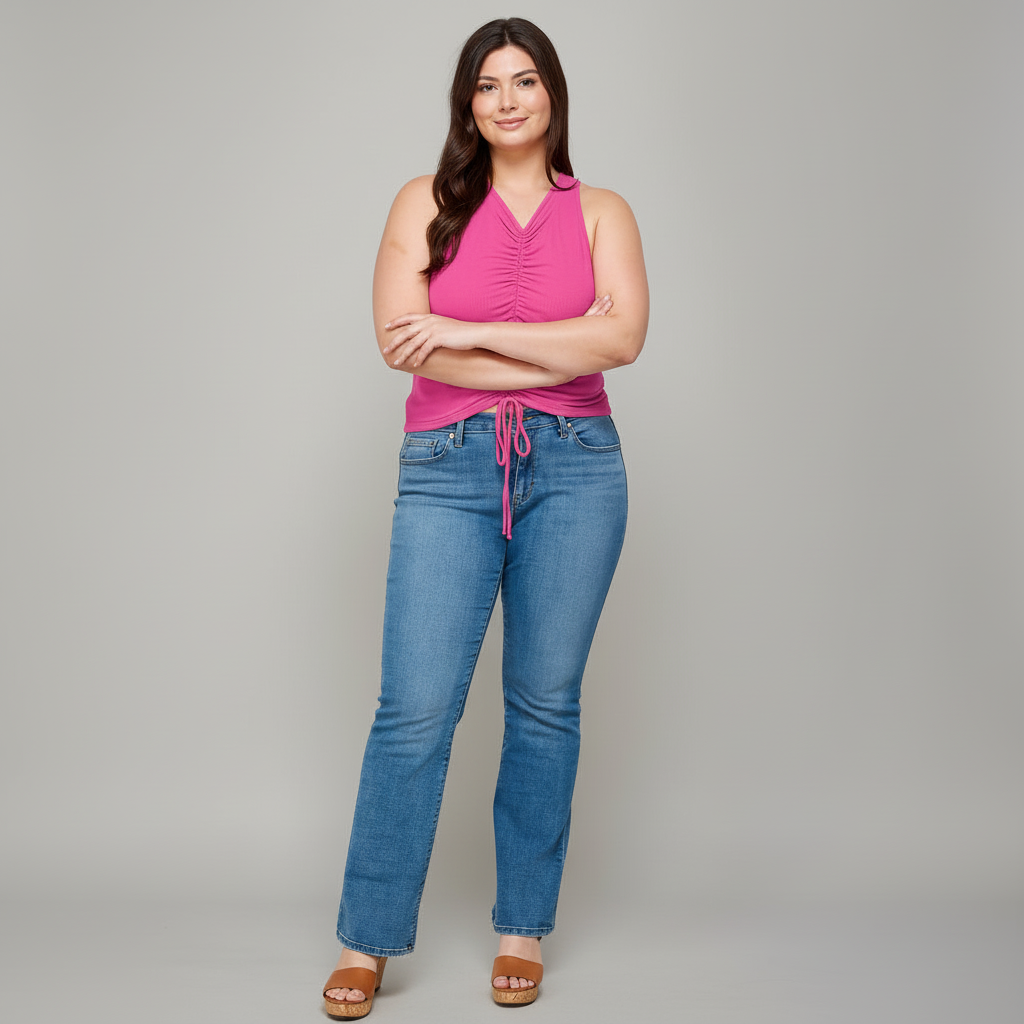 Ribbed Ruched Tank Plus Size