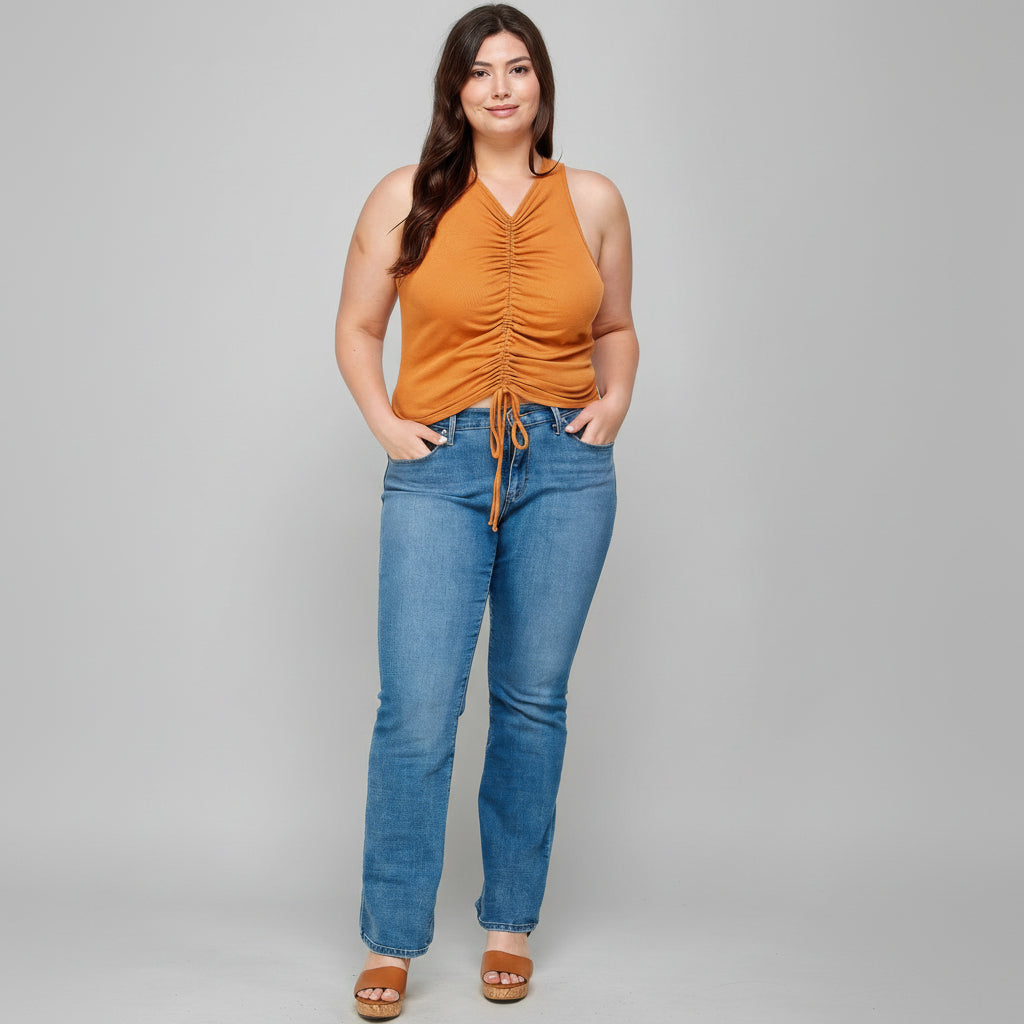 Ribbed Ruched Tank Plus Size