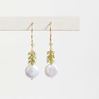 Peridot Coin Pearl Earrings