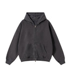 GREY VINTAGE WASH ZIP HOODIE