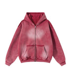 ROSE DISTRESSED ZIP HOODIE