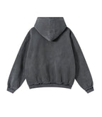 CHARCOAL DISTRESSED ZIP HOODIE