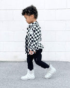 Cotton Shacket | Smiley Checkered Black