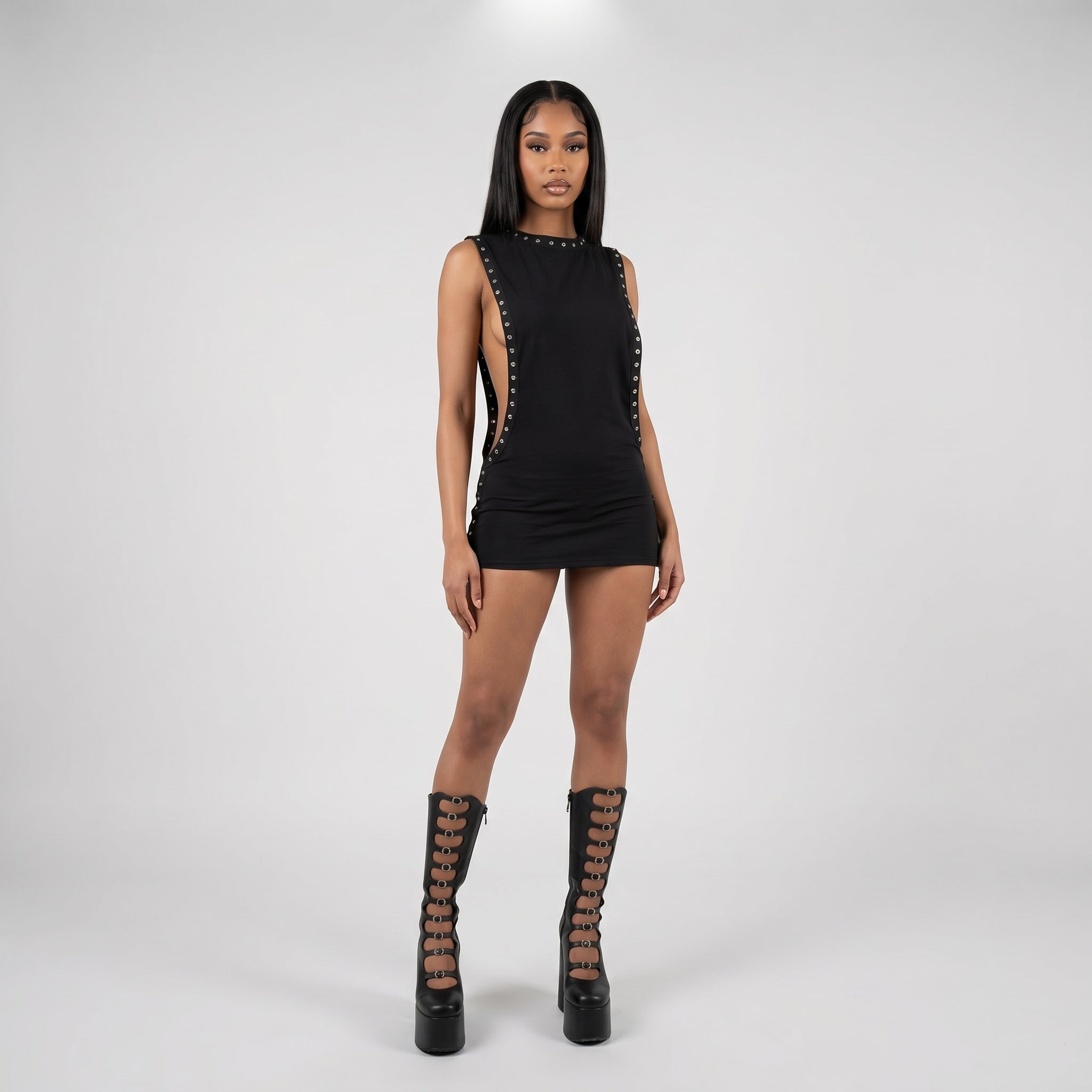 Hollow Cut-Out Mini Dress
