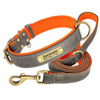 Personalized Dog Collar, Custom Engraved PU Leather Dog Collars, Free Engraving ID Tag Nameplate For Small Medium Large Dogs - C1502