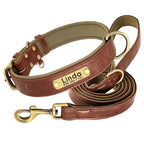 Personalized Dog Collar, Custom Engraved PU Leather Dog Collars, Free Engraving ID Tag Nameplate For Small Medium Large Dogs - C1502