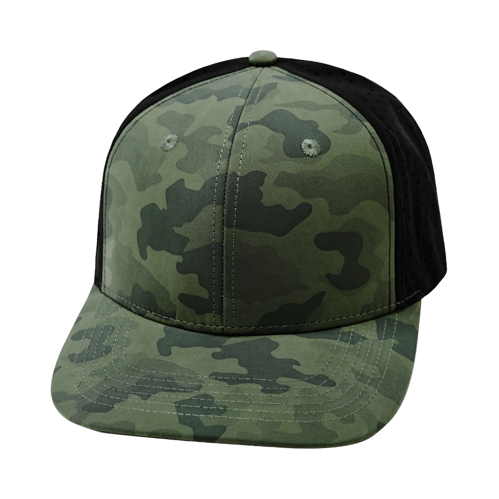 Blank - 6 Panel - Teal Camo / Black (Unisex) - Laser Mesh