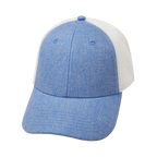 Blank - 6 Panel  - Shallow Fit - Pony Tail - Light Blue / White (Unisex) - Laser Mesh
