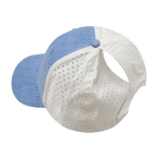 Blank - 6 Panel  - Shallow Fit - Pony Tail - Light Blue / White (Unisex) - Laser Mesh