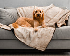 PupProtector™ Summer Short Fur Waterproof Throw Blanket - White with Brown Accents