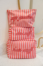 My Goodies - Pink & Red Stripes Clear Coat Bag