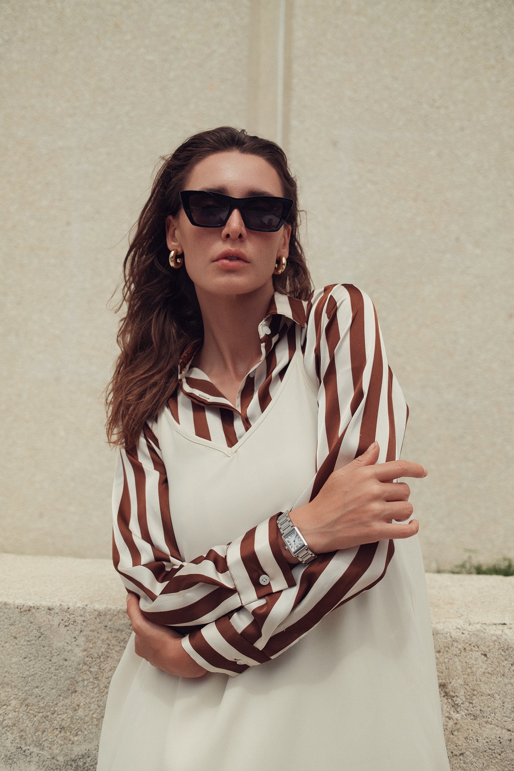 STRIPED  SILKY BLOUSE