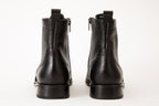 The Anderson Black Leather & Suede Brogue Lace-Up Men  Boot with a Zipper
