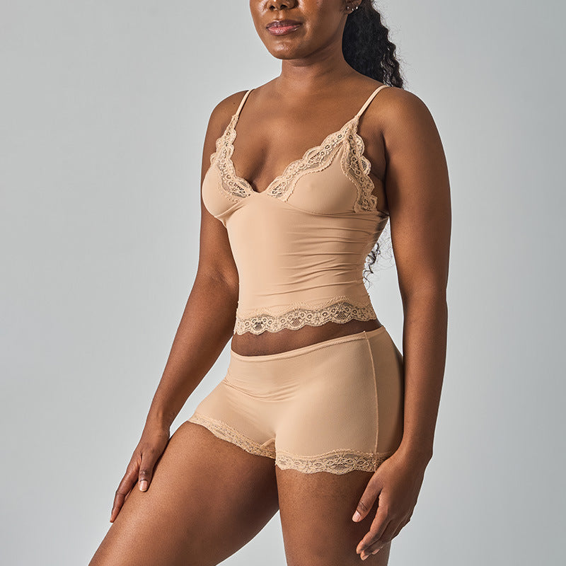 Deep V-Neck Camisole & Short Set