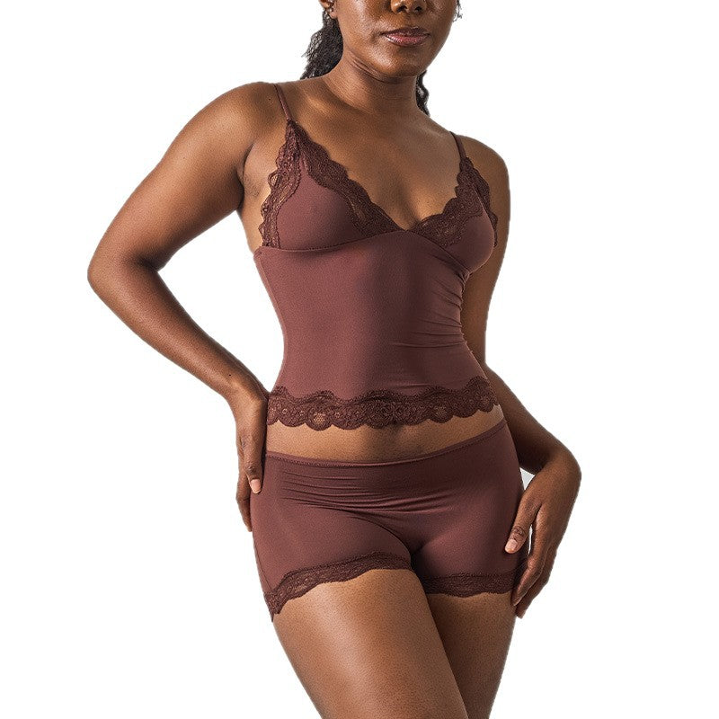 Deep V-Neck Camisole & Short Set