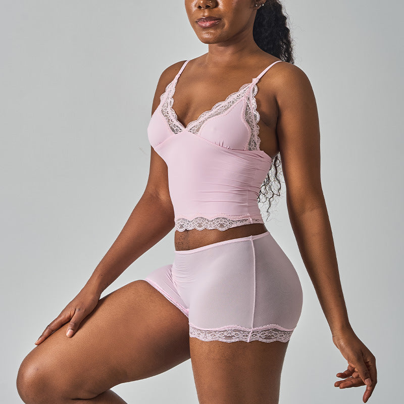 Deep V-Neck Camisole & Short Set