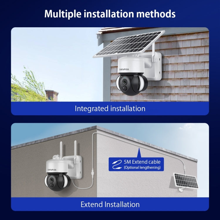 SHIWOJIA IP66 Waterproof 4G 3MP Solar Dome IP Camera, Two-way Audio & PIR Motion Detection & Night Vision, Version:AU(White)