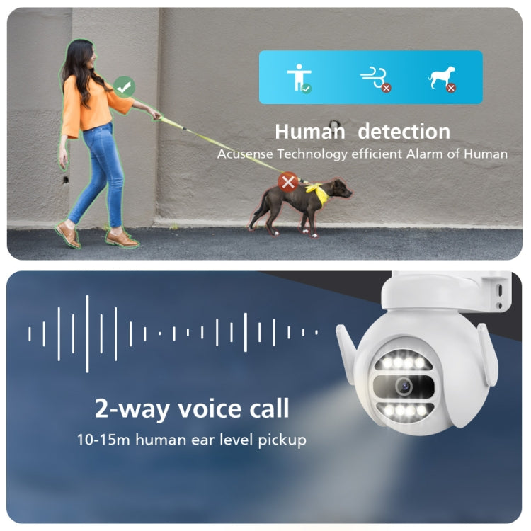 A8-C2 2MP Smart WiFi Surveillance IP Camera, Dual-light Full Color Night Vision / Two Way Audio / TF Card, Power Plug:EU Plug(White)