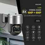 ESCAM G03 2x4MP Dual Lens Zoom 8X Dual Light Source WiFi Camera Support Two-way Voice & Motion Detection(AU Plug)