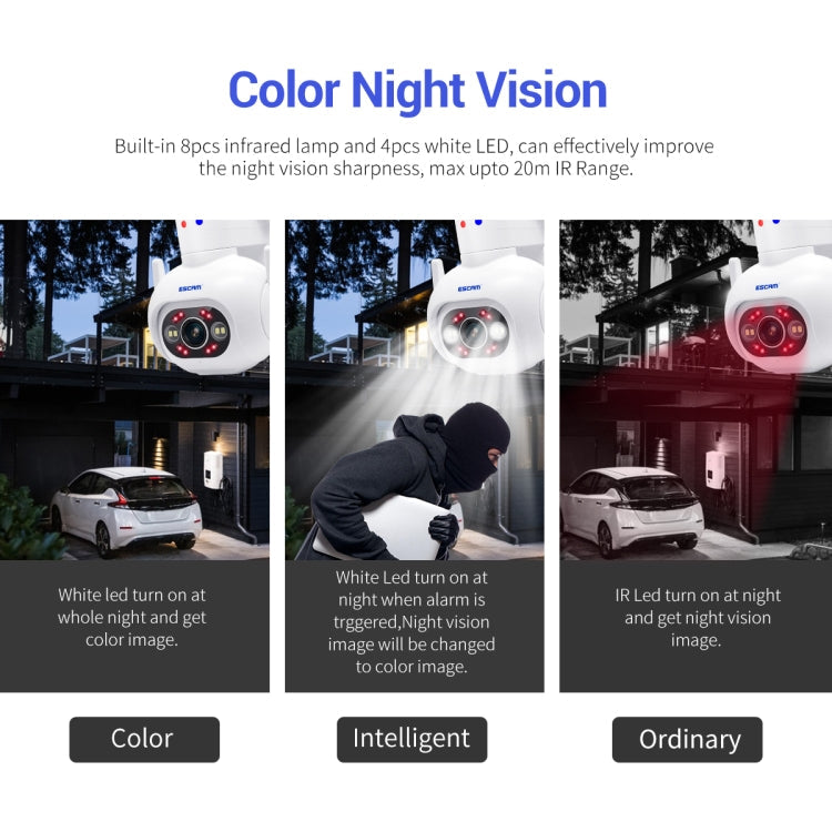 ESCAM PT304 HD 4MP Humanoid Detection Tracking WiFi Connection Sound Alarm Intelligent Night Vision H.265 Camera(UK Plug)