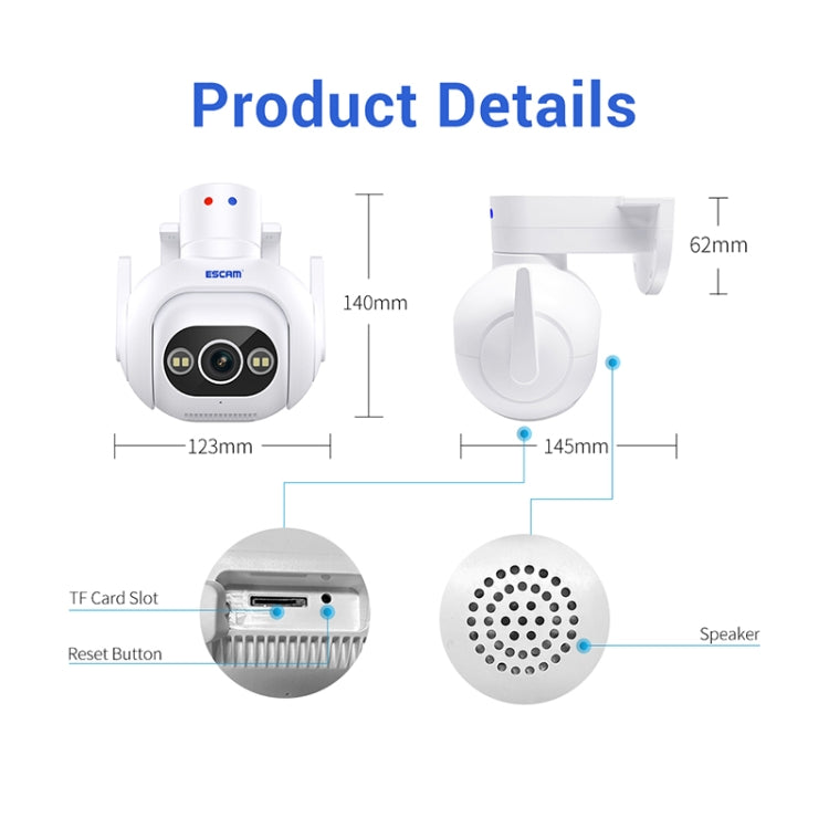 ESCAM PT304 HD 4MP Humanoid Detection Tracking WiFi Connection Sound Alarm Intelligent Night Vision H.265 Camera(AU Plug)