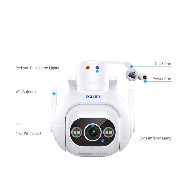 ESCAM PT304 HD 4MP Humanoid Detection Tracking WiFi Connection Sound Alarm Intelligent Night Vision H.265 Camera(UK Plug)
