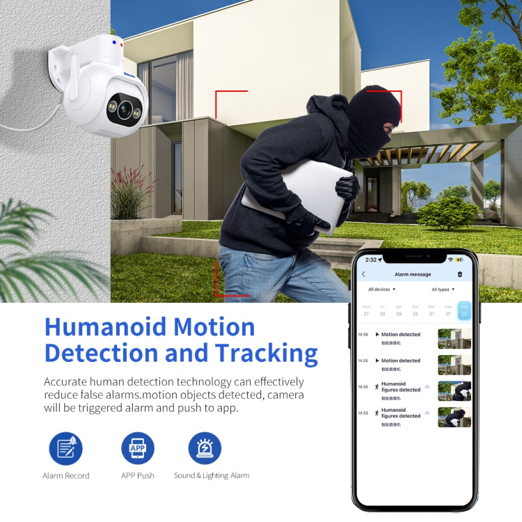 ESCAM PT304 HD 4MP Humanoid Detection Tracking WiFi Connection Sound Alarm Intelligent Night Vision H.265 Camera(EU Plug)