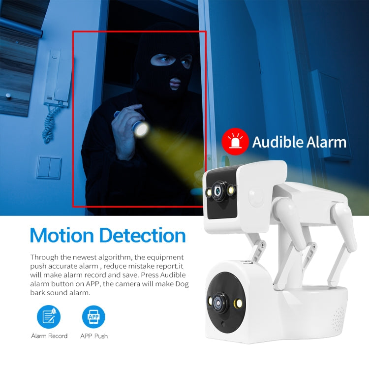 ESCAM PT212 4MP Dual Lens Robot Dog WiFi Camera Supports Cloud Storage/Two-way Audio/Night Vision, Specification:US Plug