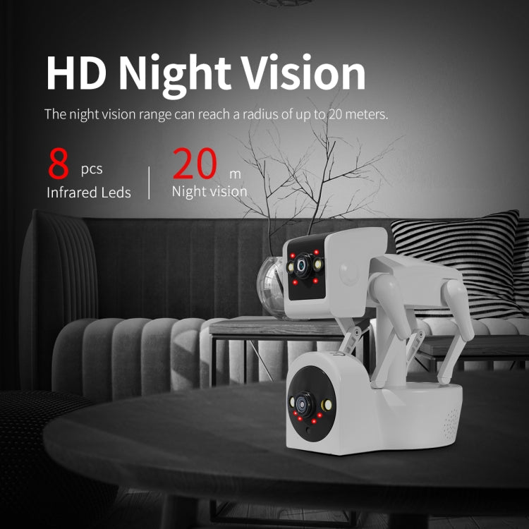 ESCAM PT212 4MP Dual Lens Robot Dog WiFi Camera Supports Cloud Storage/Two-way Audio/Night Vision, Specification:UK Plug