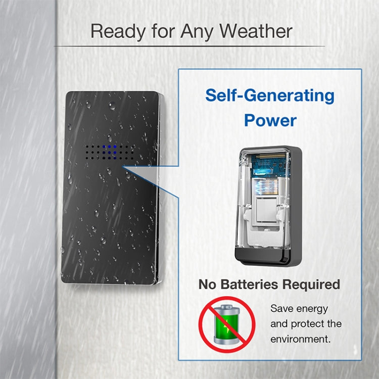 C302B One to One Home Wireless Doorbell Temperature Digital Display Remote Control Elderly Pager, US Plug(Black)