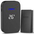 C302B One to One Home Wireless Doorbell Temperature Digital Display Remote Control Elderly Pager, UK Plug(Black)