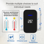 C302B One to Two Home Wireless Doorbell Temperature Digital Display Remote Control Elderly Pager, EU Plug(White)