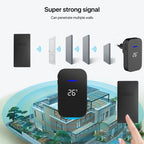 C302B One to Two Home Wireless Doorbell Temperature Digital Display Remote Control Elderly Pager, UK Plug(Black)