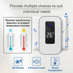 C303B One to One Home Wireless Doorbell Temperature Digital Display Remote Control Elderly Pager, US Plug(White)