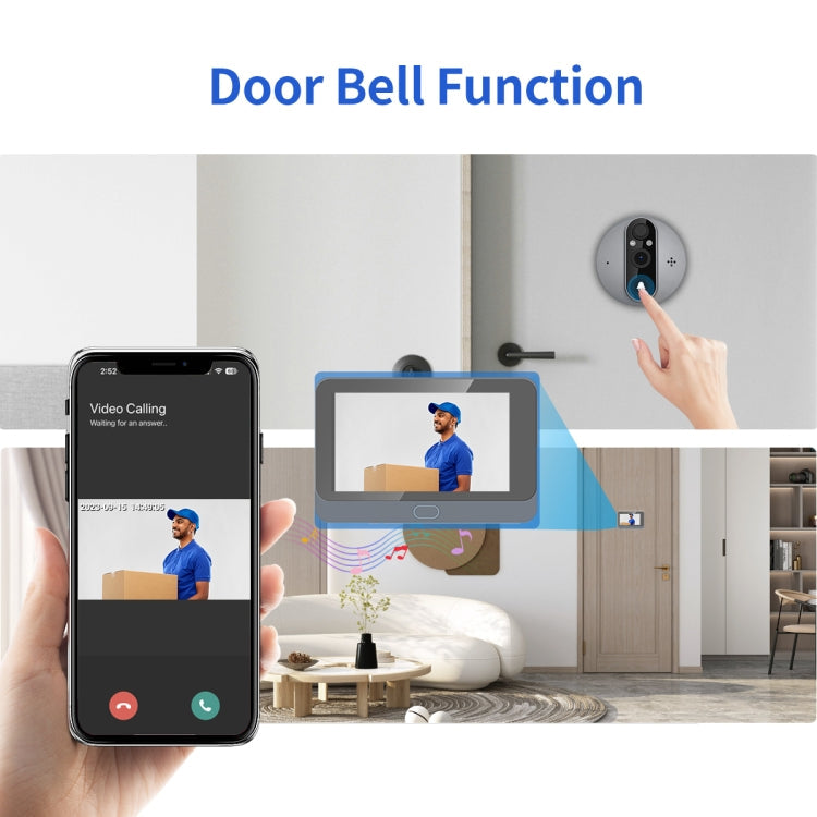 ESCAM C87 1080P 4.3 inch Smart WiFi Digital Door Viewer Supports Wide-Angle PIR & Night Vision & Dingdong Photo(White)
