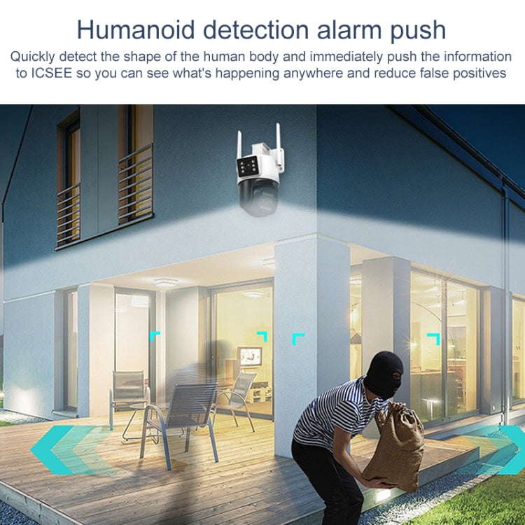 QX103 Humanoid Recognition AI Alarm WiFi Dome Dual IP Camera(UK Plug)