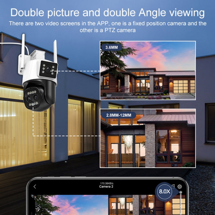 QX103 Humanoid Recognition AI Alarm WiFi Dome Dual IP Camera(UK Plug)