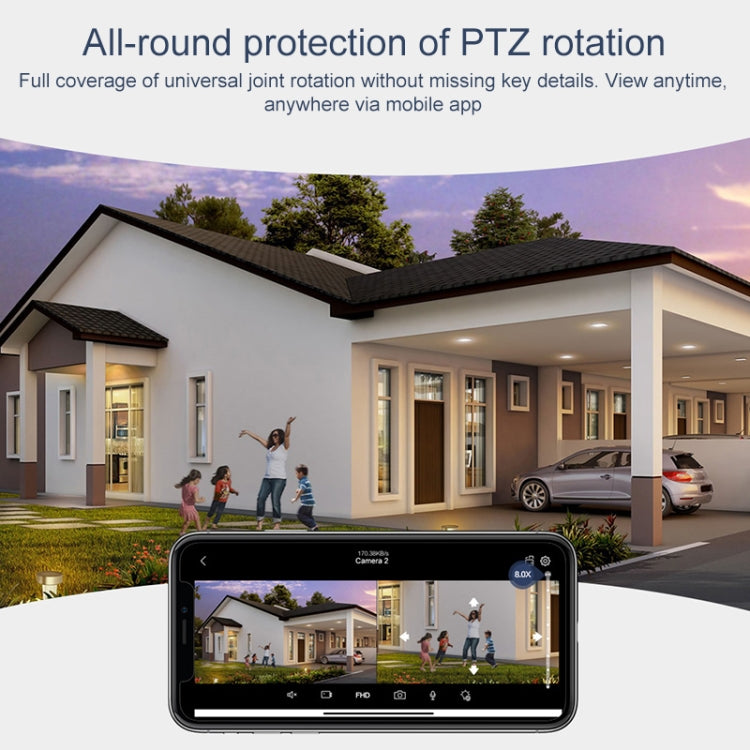 QX103 Humanoid Recognition AI Alarm WiFi Dome Triple IP Camera(AU Plug)