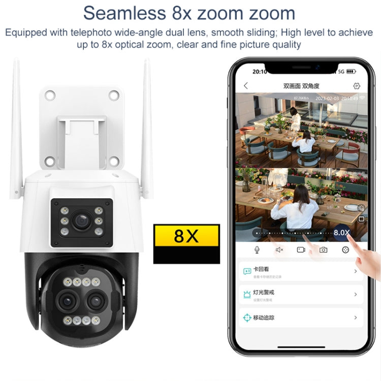 QX103 Humanoid Recognition AI Alarm WiFi Dome Triple IP Camera(UK Plug)