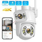 QX95 6MP WiFi Dual Camera Supports Two-way Voice Intercom & AI Recognition(EU Plug)
